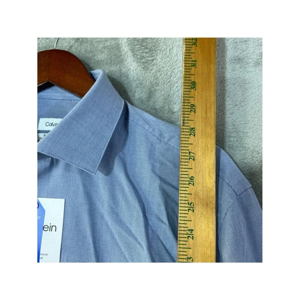 NWT Calvin Klein Men's L Blue Soft Multi-Stretch Dress Shirt Long Sleeve Regular